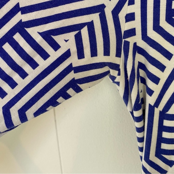 Boden Geo Wrap Maxi Dress Long Sleeve Women's Size 6 Blue White Stretch * - Picture 5 of 16